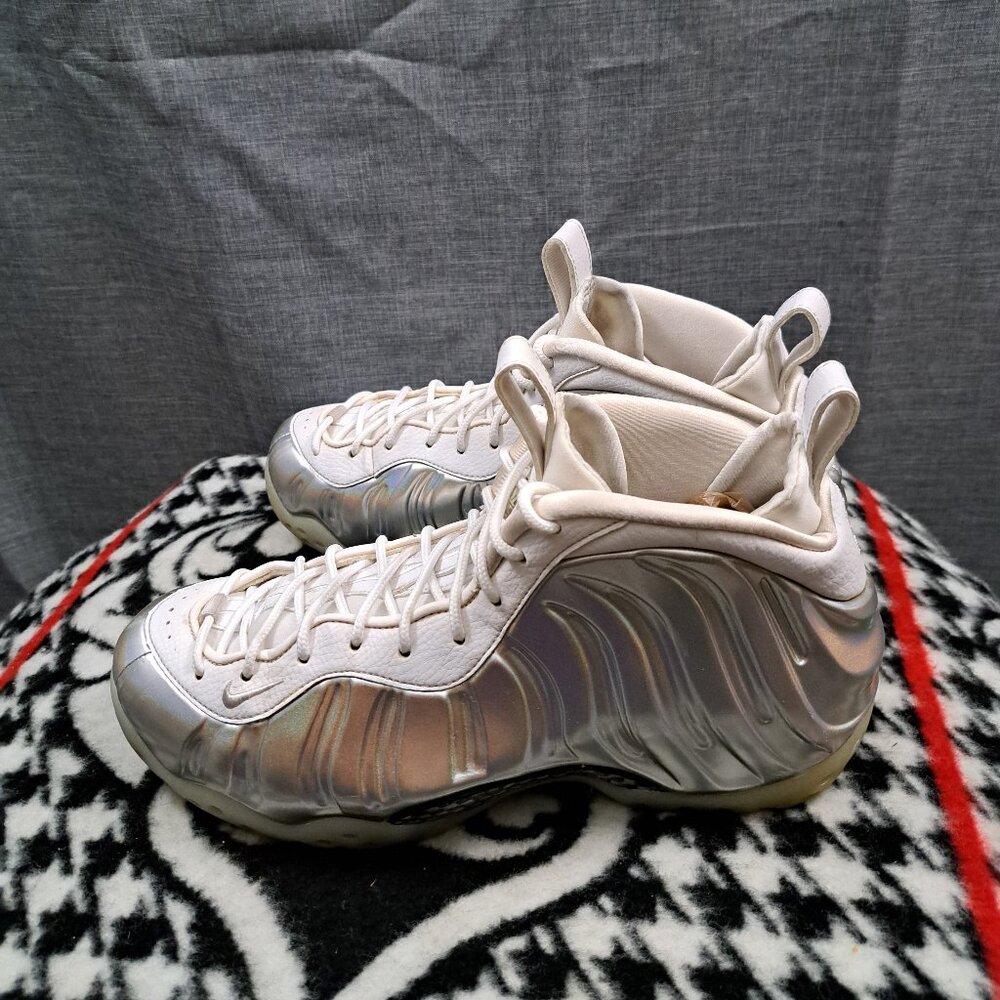 %Size 9.5 Rare Nike Air Foamposite One White Chrome Women A 15
